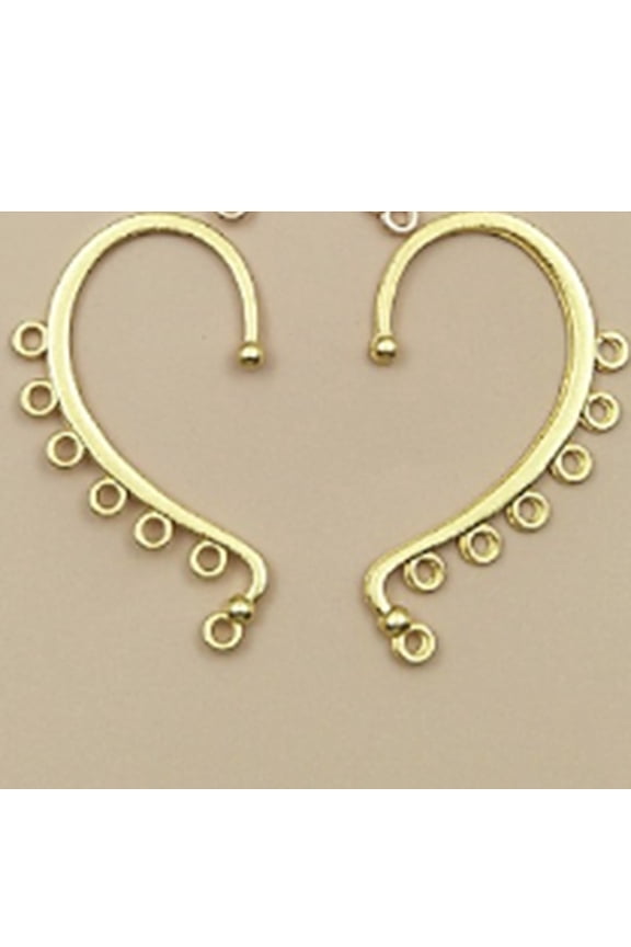 50pcs Alloy Ear Cuff Findings Climber Wrap Around Earring Findings with Horizontal Loops Long-Lasting Golden 58x34mm