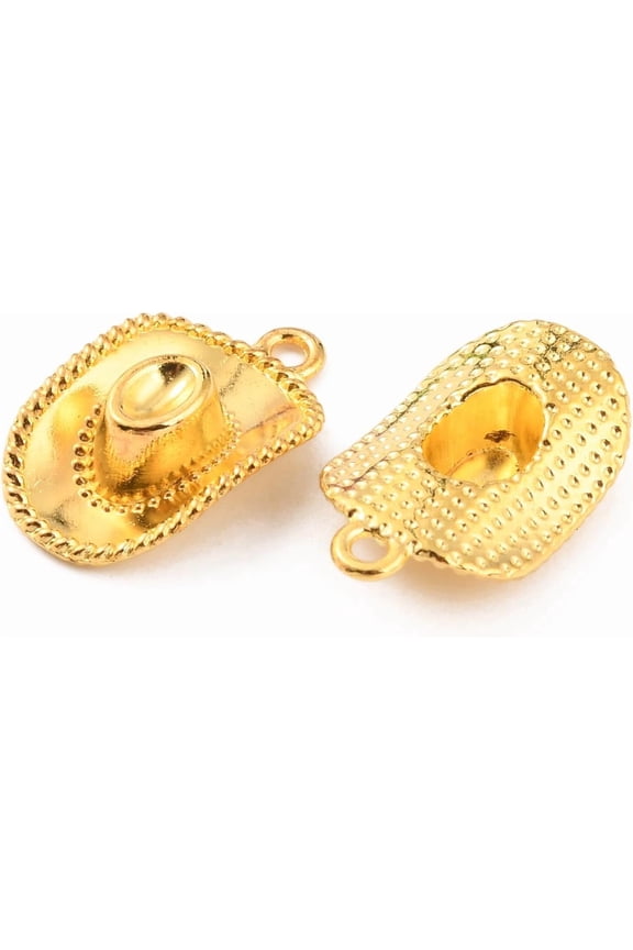 50pcs Alloy Pendants West Cowboy Hat Charms Golden 22.5x13x6mm Hole: 1.6mm