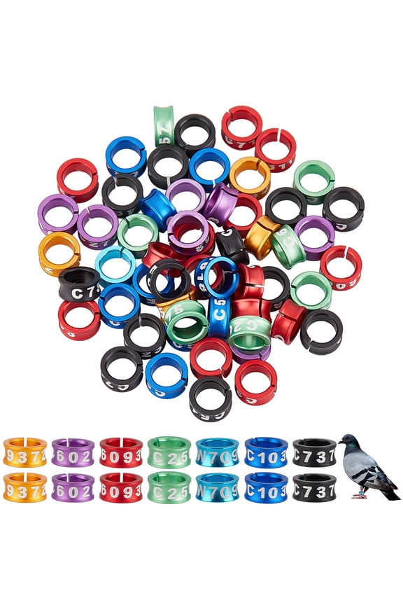 50pcs Aluminium Alloy Bird Identification Foot Ring Bird Leg Ring Mixed Color 4x8.5mm