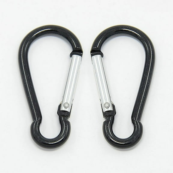 50pcs Aluminum Rock Climbing Carabiners Key Clasps Quick Links Black 50x24x4mm