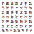 thumbnail image 1 of 50pcs American Flag Cartoon Style Stationery Stickers Independence Day Stickers National Elements Stickers Water Bottle Laptop Phone Notebook Skateboard, 1 of 8