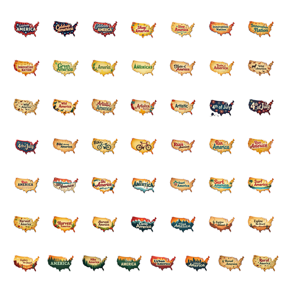50pcs American Music Fest Themed Stickers Festival Decals Musical Notes Stationery Stickers Water Bottle Laptop Phone Guitar Bag Sticker Set