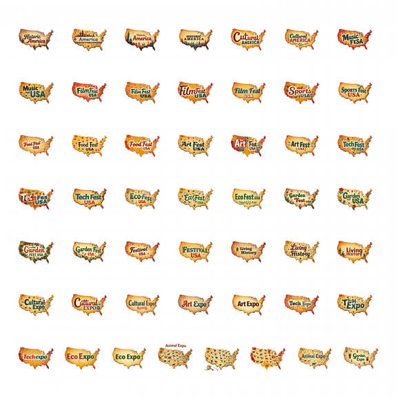 50pcs American Music Fest Themed Stickers Festival Decals Musical Notes Stationery Stickers Water Bottle Laptop Phone Guitar Bag Sticker Set