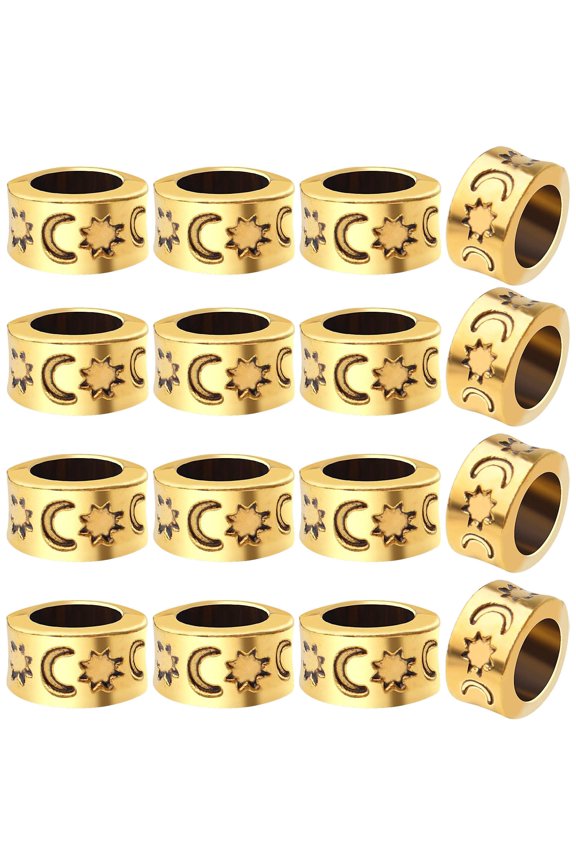 50pcs Antique Gold,Large Hole Column Spacer Beads Tube Beads Alloy Rondelle Jewelry Spacers for Bracelet Necklace DIY Jewelry Making