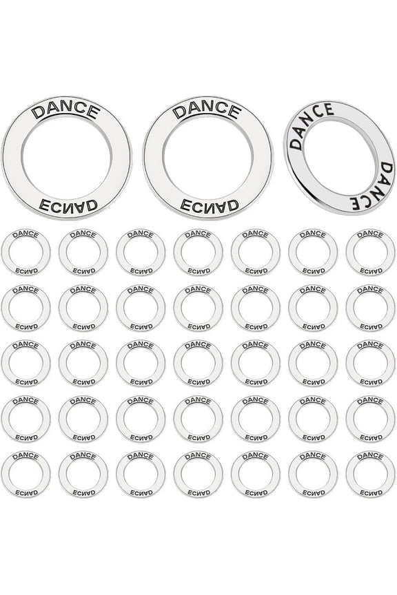 50pcs Antique Silver Circle Charms 18.5mm Dance Stamped Pendants Round Circle Dance Charms Tibetan Style Metal Pendants