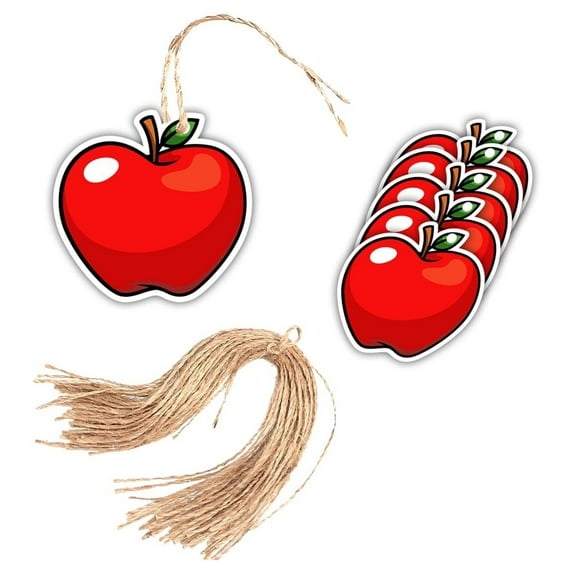 50pcs Apple Paper Gift Tags,2.5 Inch Red Cute Apple Shape Tags with String for Handmade Arts Wedding Christmas and Holiday Party Decoration