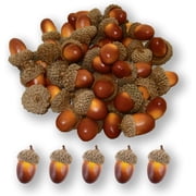 50pcs Artificial Acorn Decorations, Fall Decor, Acorns for Squirrels, Golden with Natural Acorn Cap Suitable for Christmas Thanksgiving Wedding and Other Table Decorations
