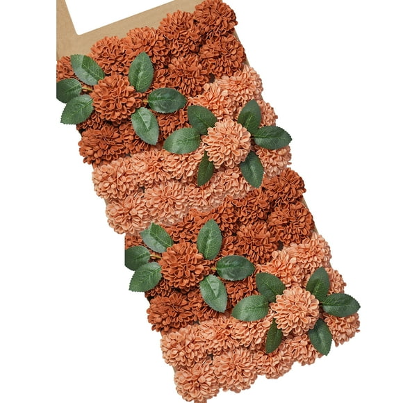 YEEFLORA 50pcs Artificial Rose for DIY Wedding Bouquets Centerpieces Arrangements, Terracotta Dahlia Flowers with Stems for Bridal Shower Party Home Decorations