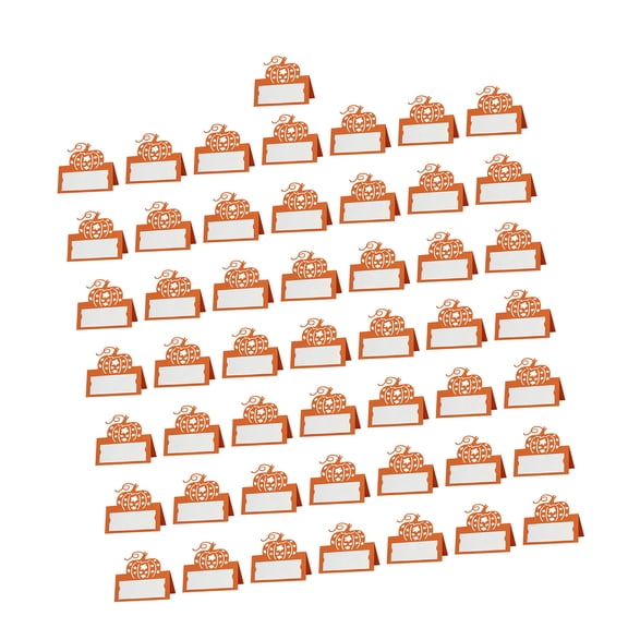 50pcs Artistic Pumpkin Shape Place Cards Festival Table Setting Cards for Thanksgiving with Pumpkin Pattern