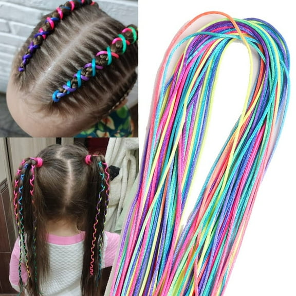 Laklulu 50pcs Hair Braids Assorted Gradient Colorful Braided Hair Rope Band Set for Ponytail braids Women Girl DIY Braid Hair Styling Accessories Wraps