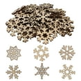 50pcs Assorted Pattern Wooden Pieces Christmas Snowflake Cutouts Craft