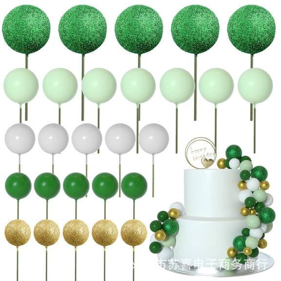 50pcs Ball Cake Boho Grass Cake Topper Ball Cake Insert Decoration for Birthday Decorations Boho Themed Party Supplies