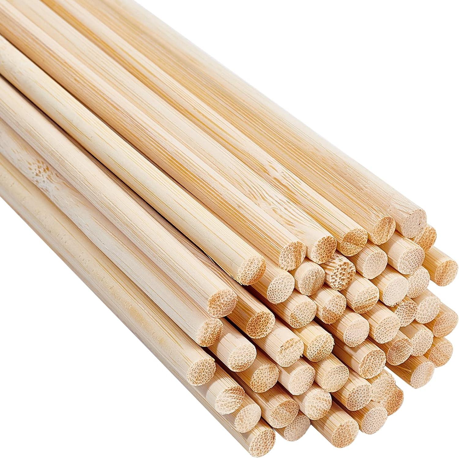 50pcs Bamboo Dowel Bamboo Sticks 1/4 x 12 Inch Unfinished Natural Bamboo Rods Crafting Dowels
