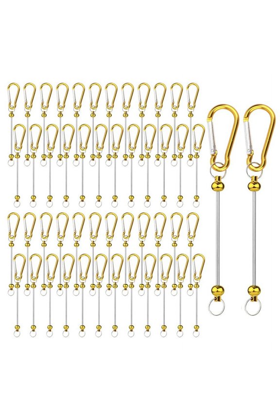 50pcs Beadable Keychain Bars, Bead Key Chain Making Kit Keychain Accessories Charms Beads DIY Blank Metal