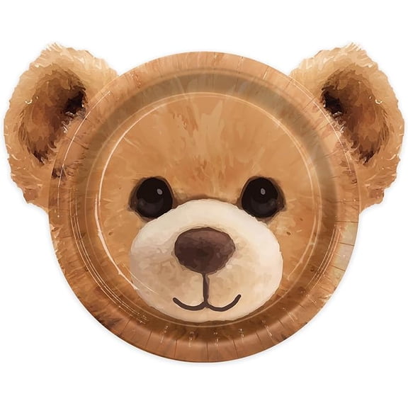 50pcs Bear Shaped Paper Plates Brown Bear Party Supplies
