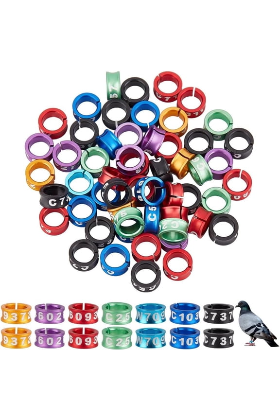 50pcs Bird Foot Ring Open Aluminum Alloy Split Ring Bird Leg Rings with Serial Number Identification Pigeon Training Ring Tags for Hibiscus Birds Parrots Peonies Pigeons Doves