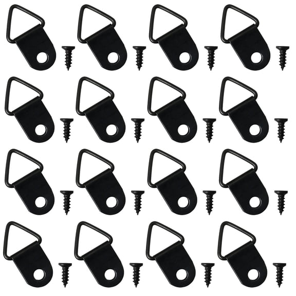 50pcs Black D-Ring Hooks 22x10mm Picture Frame Hanging Hardware 20lb Capacity