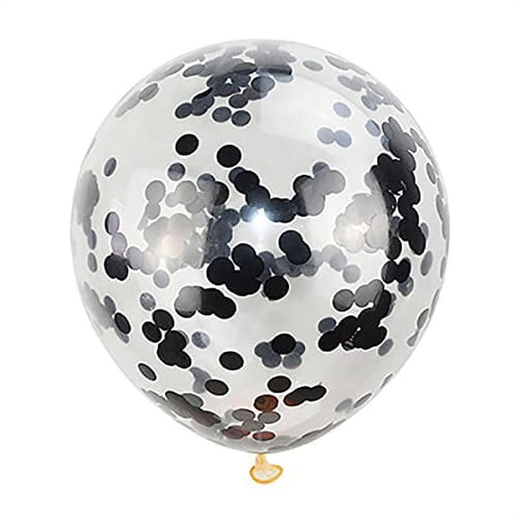 50pcs Black Foil Confetti Balloons,12 inch Latex Balloon with Black Confetti Inside for Birthday Family Party Wedding Party Baby Shower Decoration Supplies