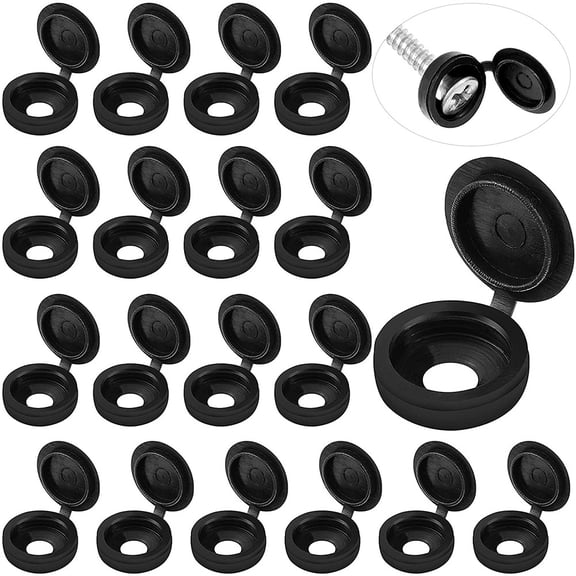 50pcs Black Hinged Plastic Clips Screw Fold Cover 4mm for Auto Car Decor