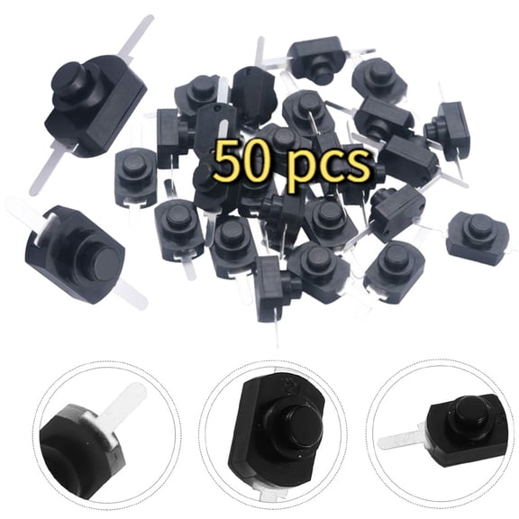 50pcs Black Latching Mini ON/Off Switch Self-Lock Micro Push Button Switch DC 30V 1A, Fit for SMD Flashlight Type, Light Lamp Wall Outlet