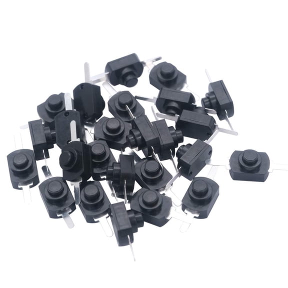 50pcs Black Latching Mini ON/Off Switch Self-Lock Micro Push Button Switch DC 30V 1A for Light Lamp Wall Outlet DIY SMD Flashlight Type BK-1208