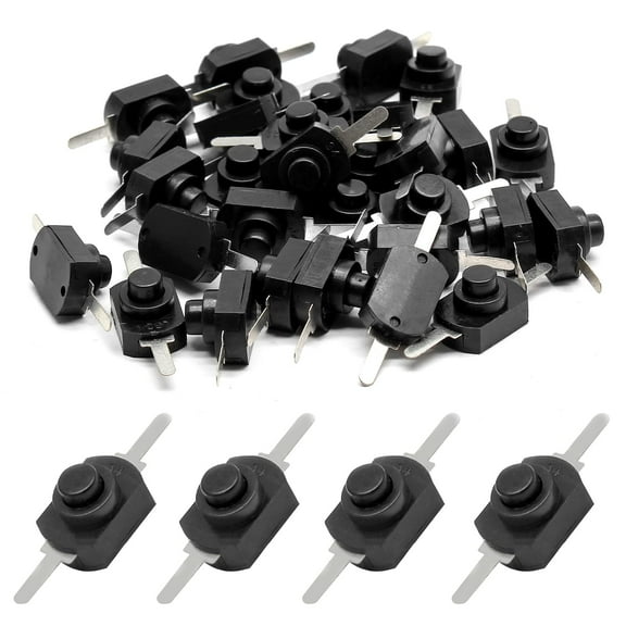 50pcs Black Latching Mini ON/Off Switch Self-Lock Micro Push Button Switch DC 30V 1A for Light Lamp Wall Outlet DIY SMD Flashlight Type BK-1208