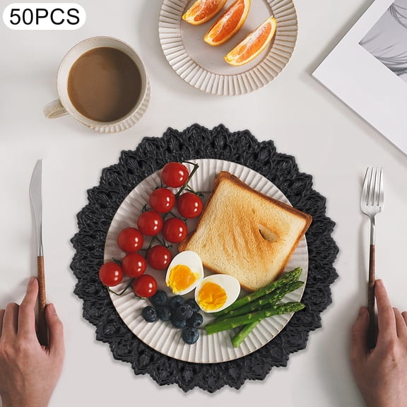 50pcs Black PP 13-Inch Western Dessert Plate Decorative Saucer Painted On One Side