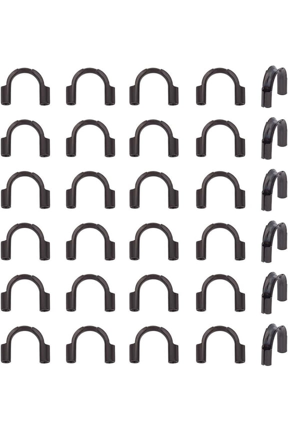 50pcs Black Stainless Steel Wire Guardian U Shape Loops Terminators Wire Protector Wire Guard Thread Protector Loop Guardian Terminatorfor DIY Necklaces Bracelets Jewelry Making 6.3~7mm Black DIY