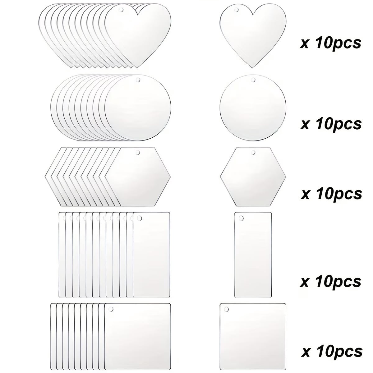 50pcs Blank Acrylic Sheets for Painting, Creative Pendants, Tags, and Key Tags