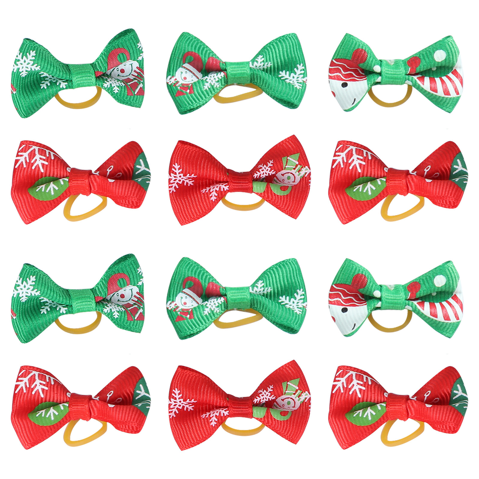 50pcs Bowknot Pet Hair Band Elastic Dog Hair Band Christmas Pattern