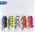 thumbnail image 1 of 50pcs/Box Spoon Lead Jig Head Fishing Hooks Jigs Crappie Lures Bait Bass Kit USA, 1 of 10