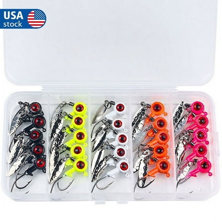 50pcs/Box Spoon Lead Jig Head Fishing Hooks Jigs Crappie Lures Bait Bass Kit