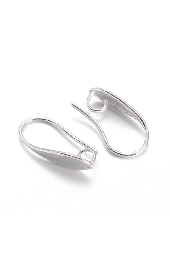 50pcs Brass Earring Hooks Ear Wire with Horizontal Loop Platinum 18x5.5x10.5mm Hole: 3.5mm 18 Gauge Pin: 1mm