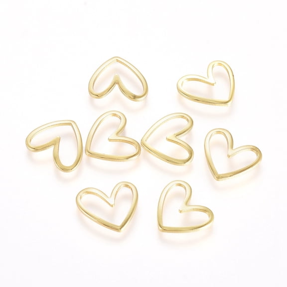 50pcs Brass Linking Rings Long-Lasting Heart golden 11.5x13x1mm Inner Diameter: 4x11mm