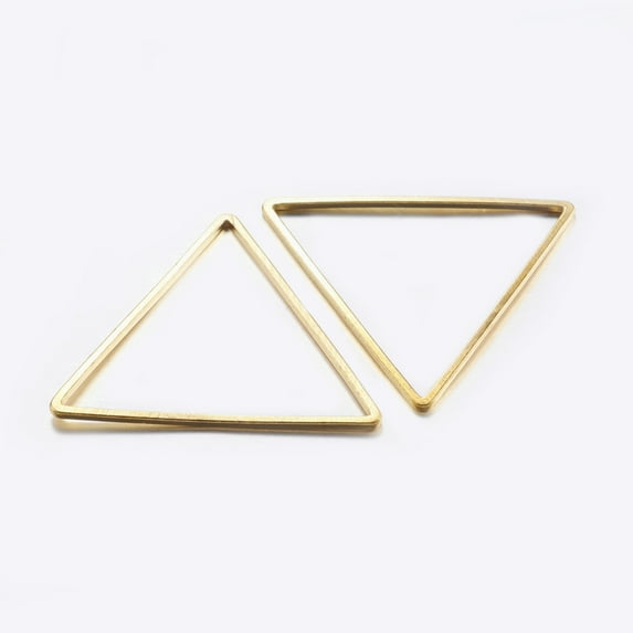 50pcs Brass Linking Rings Plated Triangle Golden 13x15x1mm Inner Diameter: 11x12mm