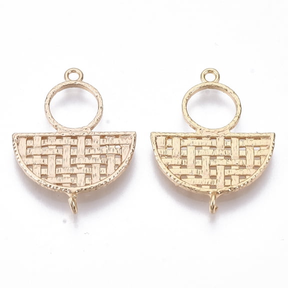 50pcs Brass Links Nickel Free Ring with Half Round Real 18K golden Plated 27.5x21x1.5mm Hole: 1.6~1.8mm