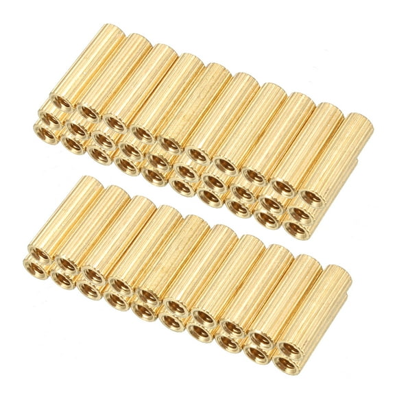 50pcs Brass Round Straight Female Thread Standoff Spacer M2x3x12mm
