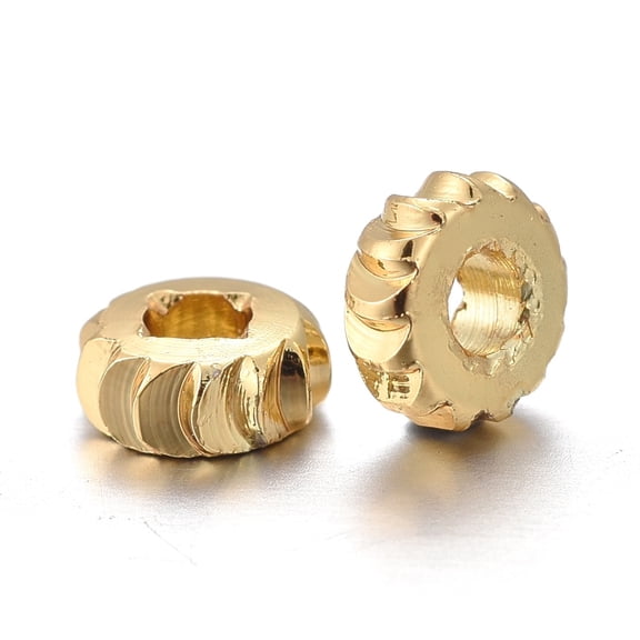 50pcs Brass Spacer Beads Long-lasting Fancy Cut Flat Round Golden 5x2mm Hole: 1.8mm