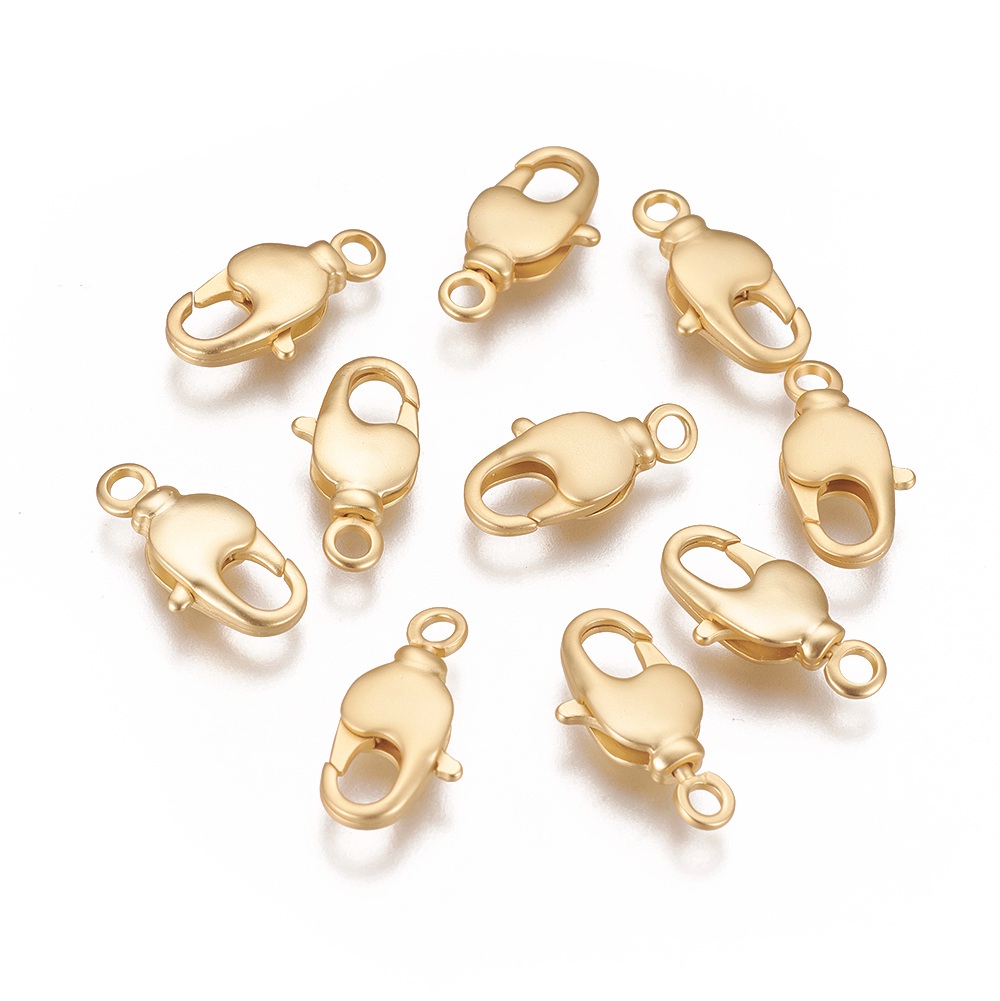 50pcs Brass Swivel Lobster Claw Clasps Swivel Snap Hook Long-Lasting Matte golden color 17x9x3.5mm Hole: 2mm