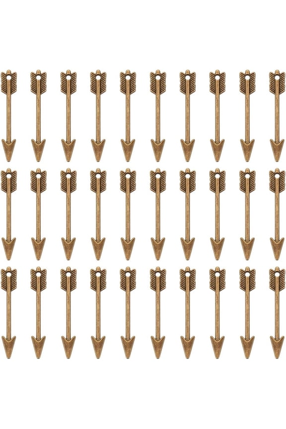 50pcs Bronze Arrow Charms Pendants Tibetan Metal Alloy Charms for Bracelets Necklace Jewelry Crafts Making Accessories 30x5x1.5mm