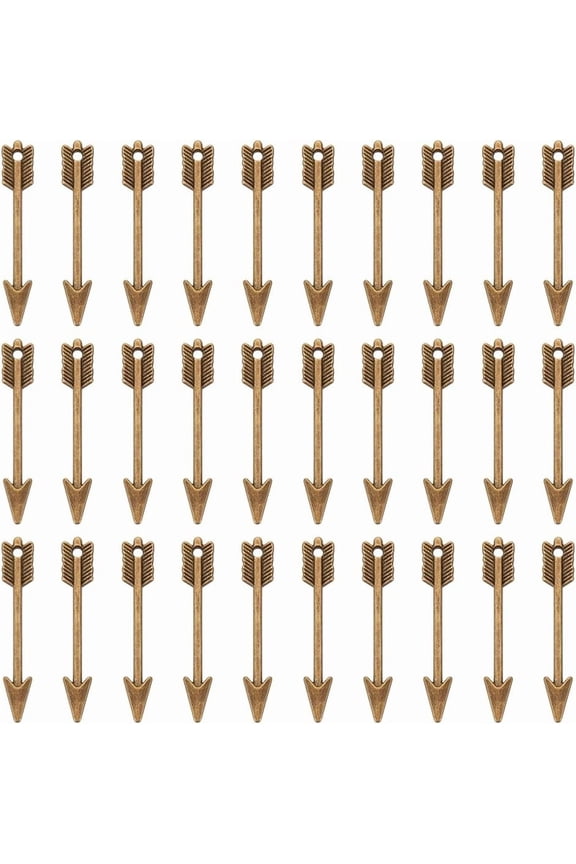 50pcs Bronze Arrow Charms Pendants Tibetan Metal Alloy Charms for Bracelets Necklace Jewelry Crafts Making Accessories 30x5x1.5mm