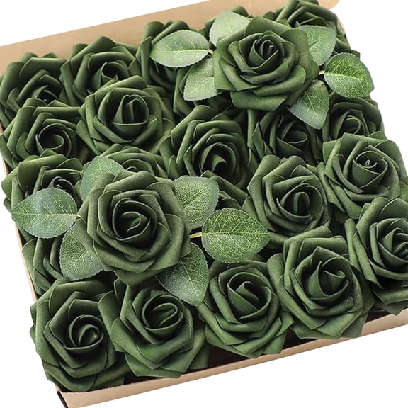 50pcs Burnt Orange Artificial Rose Flowers, Terracotta Fake Roses For Bridal Shower, Real Touch Foam Rose Bulk With Stem For Floral Crafts (J)