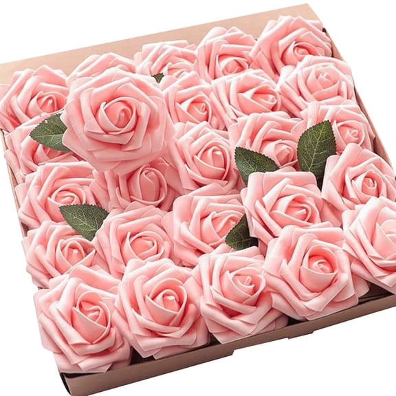 50pcs Burnt Orange Artificial Rose Flowers, Terracotta Fake Roses For Bridal Shower, Real Touch Foam Rose Bulk With Stem For Floral Crafts (V)