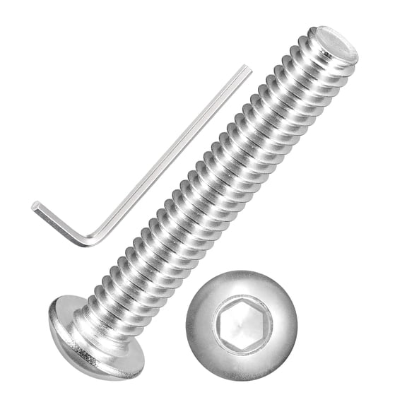 50pcs Button Head Socket Cap Screws - [1/4"-20x1-1/2"mm] 18-8 Stainless Steel - Industrial Grade Corrosion Resistant for Kitchen, Bathroom, Furniture & DIY Projects