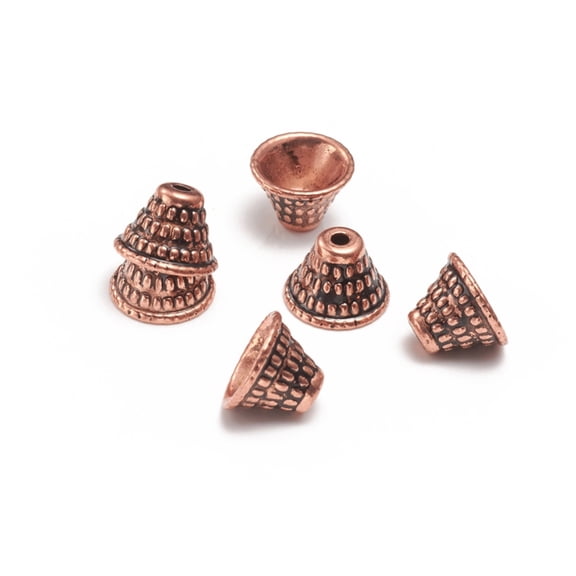 50pcs CCB Plastic Bead Cones Apetalous Red Copper 14x10mm Hole: 2.5mm Inner Diameter: 11mm