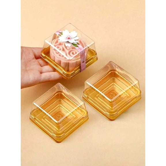 50pcs Cake Boxes with Transparent Lids, Chinese Pastry Boxes for Cakes Chocolates Cookies Mooncakes