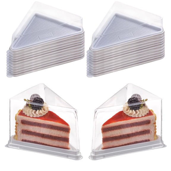 50pcs Cake Slice Containers with Lids, Clear Plastic Triangle Dessert Cake Box Cheesecake Boxes Desserts Cake Carriers Single Slice Container Bakery Take Out Packaging
