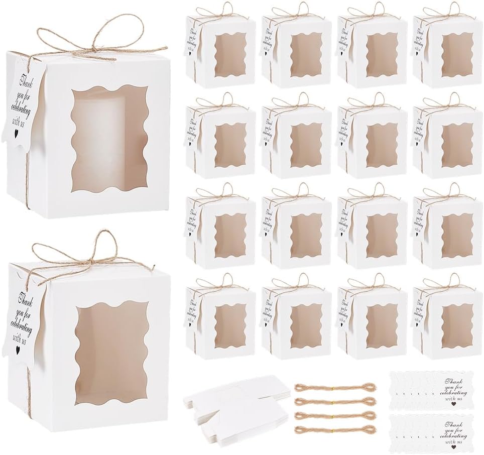 Paper Box With Rope 50pcs Candle Gift Boxes Transparent White Paper Gift Boxes 3x3x4inch ...