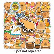 50pcs Capybara Stickers - 1.57-1.97 Inches Brown Cartoon Waterproof PVC Funny Nature Party Favors & Gifts for Teens, Friends and Family, for Water Bottles, Laptops Mobile Phone Accessories Stickers