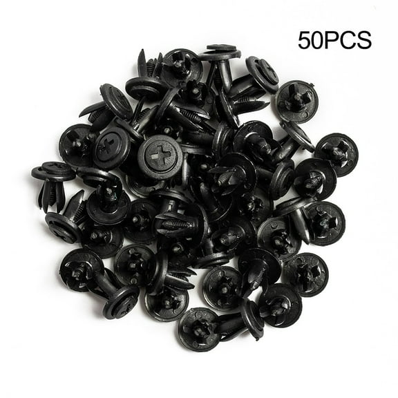 50pcs Car Body 6mm Hole Dia Plastic Rivets Fastener Fender Bumper Push Pin Black Car Fasteners Clip Auto Accessories Clamps Snap